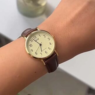 reloj qq c66a-001py dama de cuero color marrón de estilo casual elegante