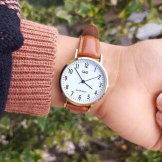 reloj qq c66a-002py mujer cuero marrón claro