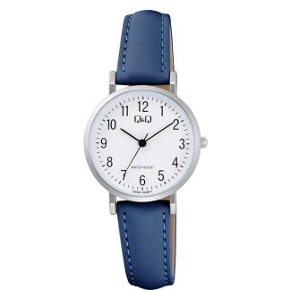 reloj q&q c66a-006py casual mujer cuero azul elegante