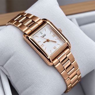 reloj q&q c69a-007py cuadrado oro rosa mujer retro elegante