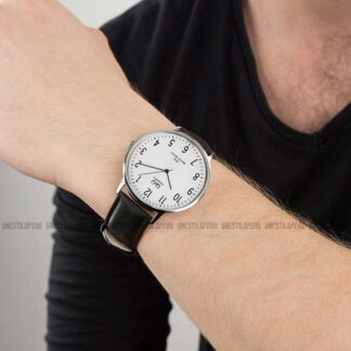 reloj de cuero para caballero color negro clasico