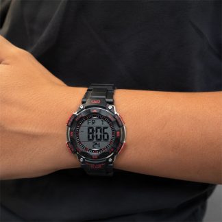 reloj qq m149j001y negro rojo m149 deportivo acuático luz led