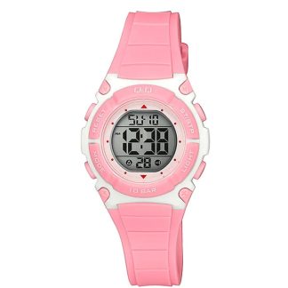 reloj q&q m187j002y rosado blanco niña acuático digital