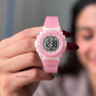 reloj q&q m187j002y rosado resina digital alarma