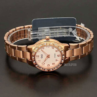 reloj qq q11b-500py dorado rosa acero dama elegante