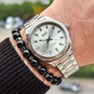 reloj qyq qz48j201y acero inoxidable plateado tipo rolex de estilo elegante para cualquier outfit