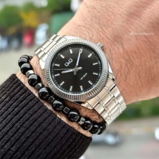 reloj qq qz48j202y acero inoxidable negro tipo rolex para oficina