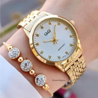 reloj qq qz81j202y mujer acero dorado mujer regalo
