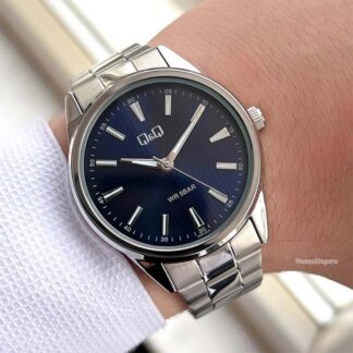 reloj qq qz94j212y acero hombre color plateado y azul de estilo de diseño versátil y moderno