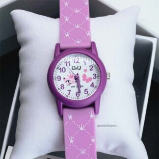 reloj qq vr99j niñas goma lila gatitos princesa