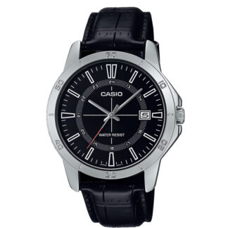 relojes casio mtp-v004l-1c cuero negro hombre elegante fecha