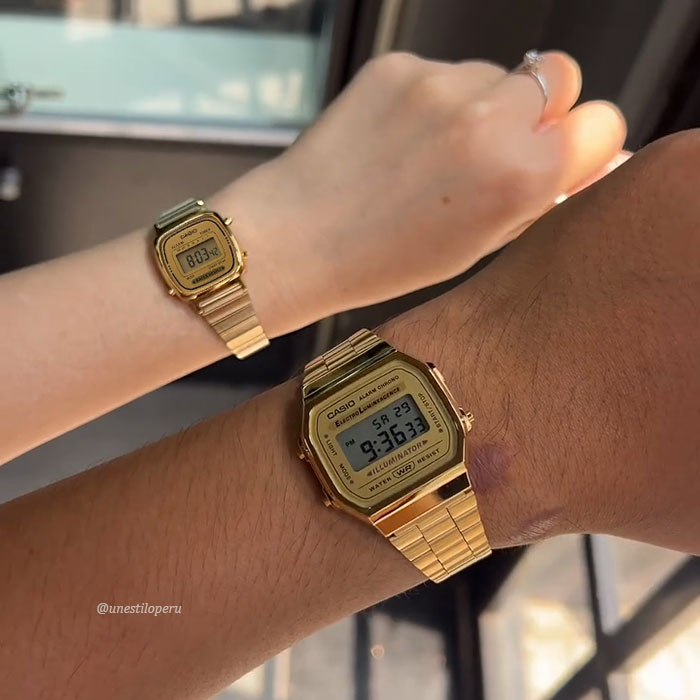 relojes de pareja Casio dorado vintage a168wg la670wga Perú