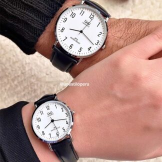 relojes para pareja de cuero color negro estilo clásico qq qz02 qz03