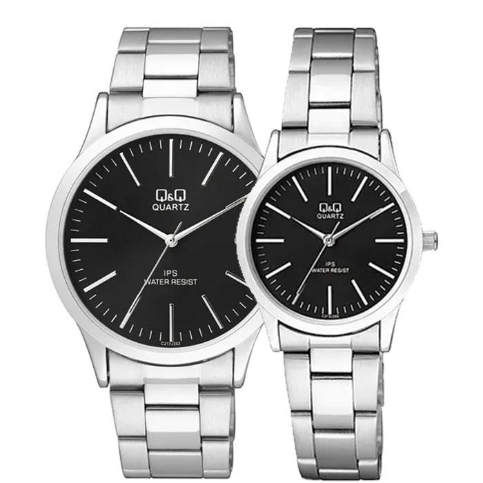 relojes qyq pareja c212j202y c213j202y metal negro
