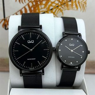 set de relojes c34a-c35a correa de malla negro excelente regalo para pareja