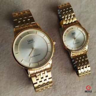 set relojes qq qa56 qa57 dorado pareja